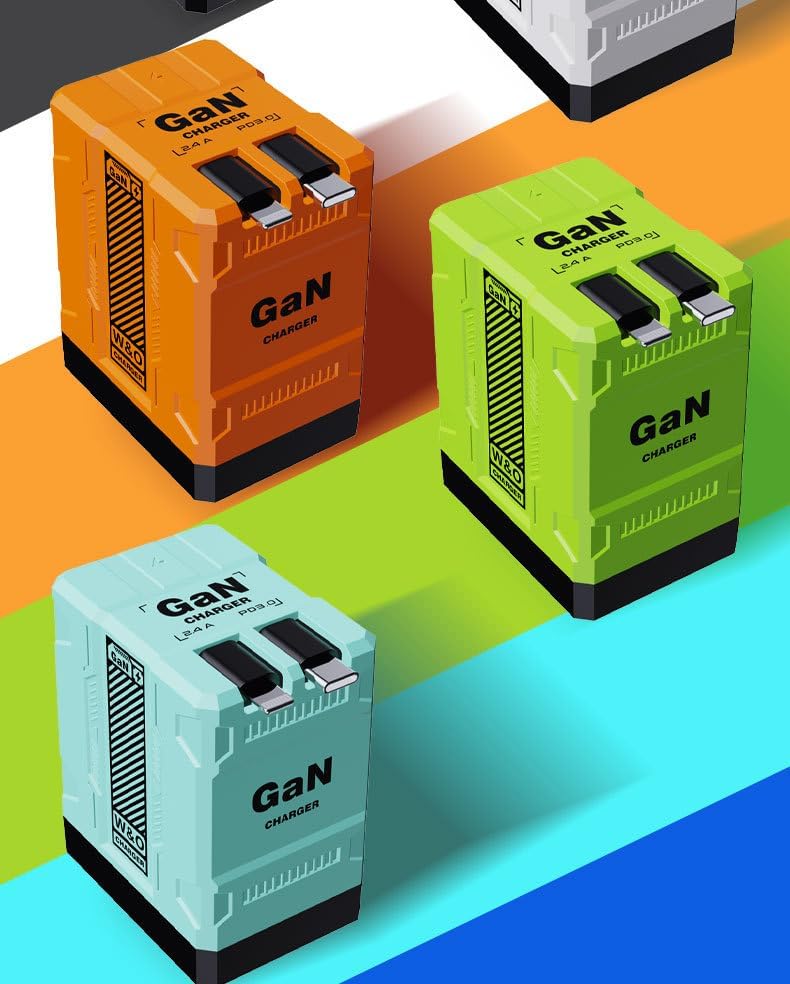 Universal GaN 120W Charger Plug with Dual Retractable Cable
