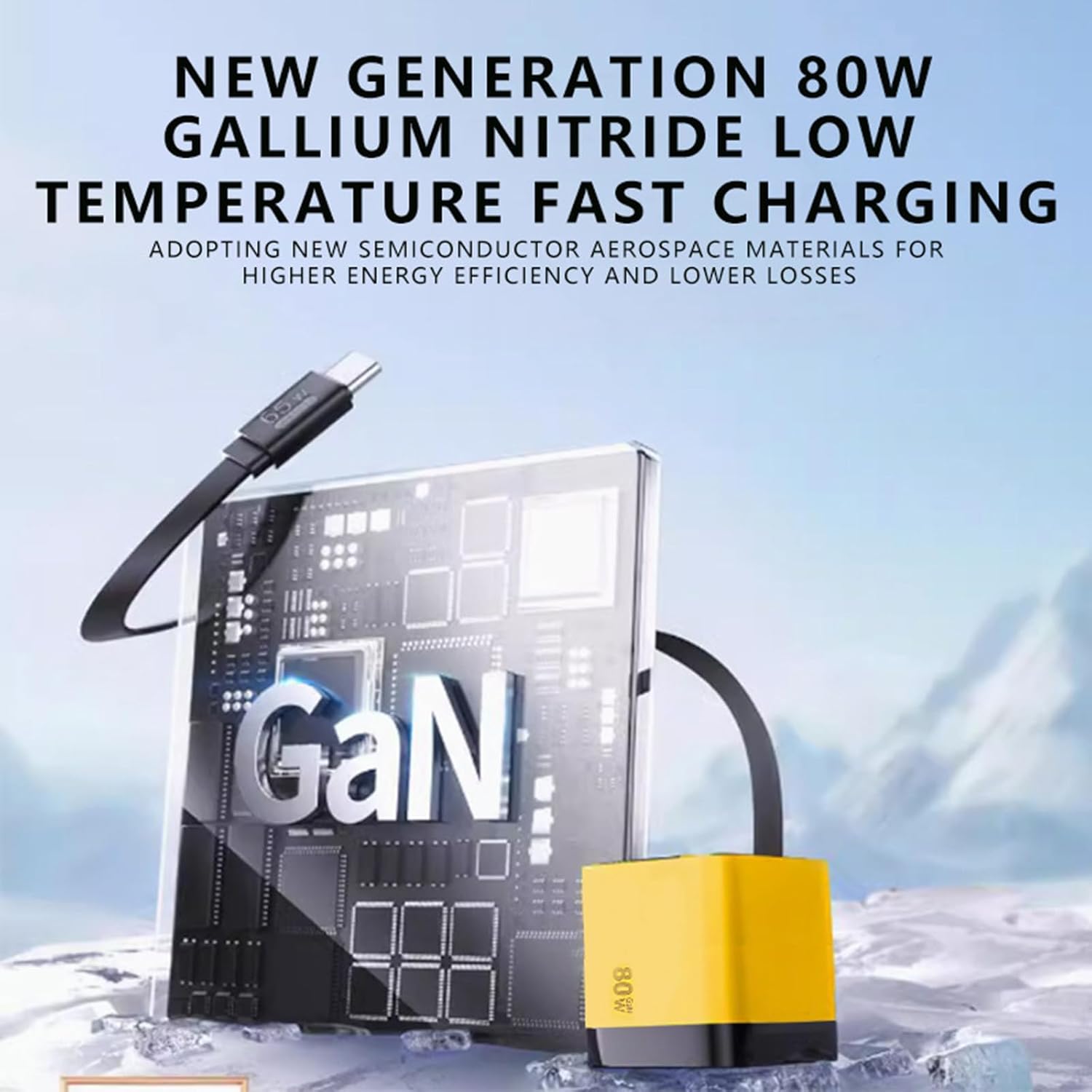 Universal 3-in-1 GaN Charger Plug 80W with Type-C Retractable Cable