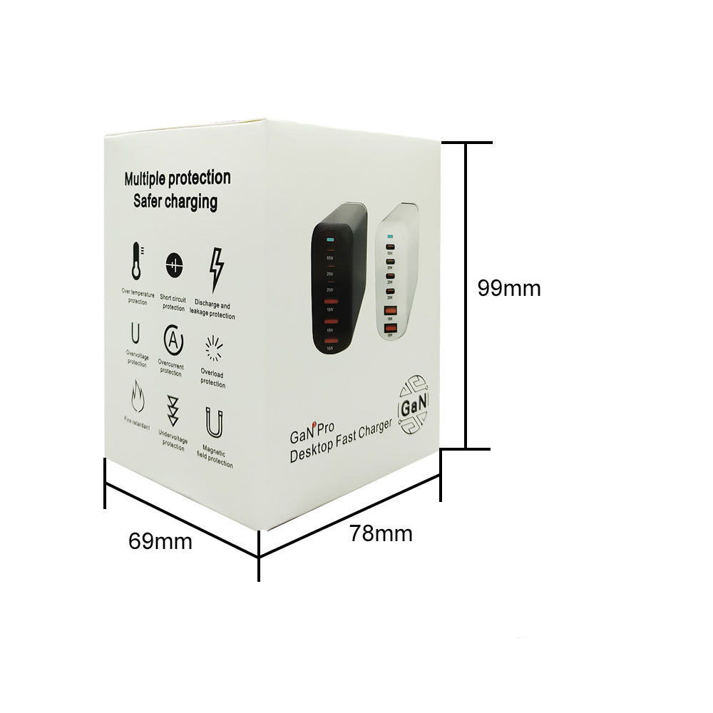 120W GaN 6-Port Charging Station (3 Type-C + 3 USB-A) - White