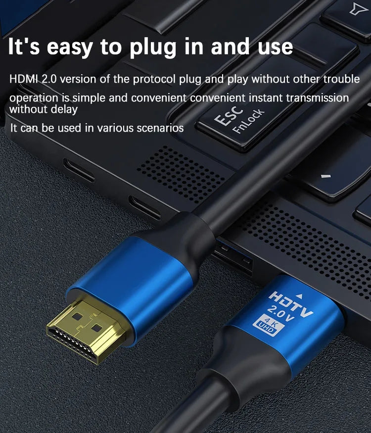 HDMI to HDMI 2.0 Cable 4K@60Hz 18Gbps Gold‑Plated | 0.5m - 10m