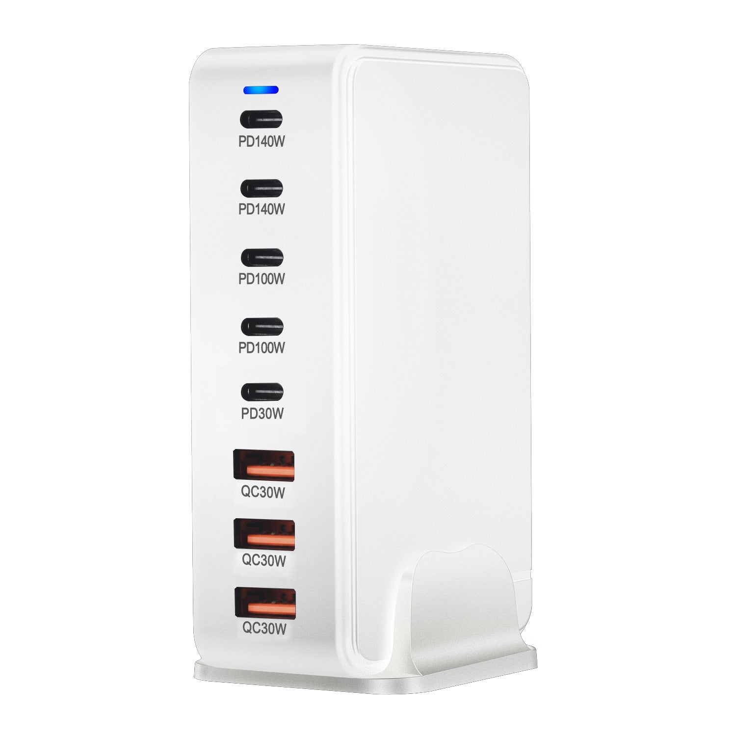 600W GaN 8-Port Charging Station (5 Type-C + 3 USB-A) - White