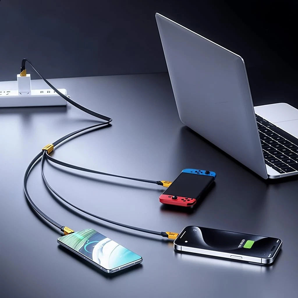 Universal 2-to-3 GaN 240W Charging Cable 1.2 Meter