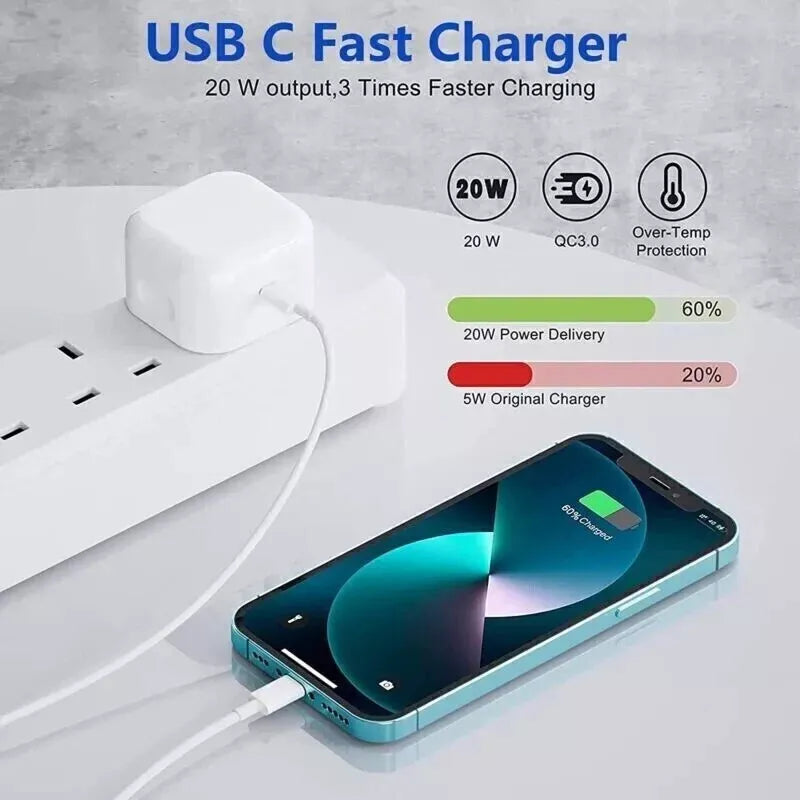 20W Charger Set Plug & Cable For iPhone 5 to 14