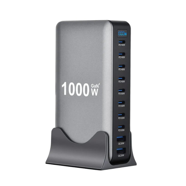 10-port GaN4 charger and stand product display