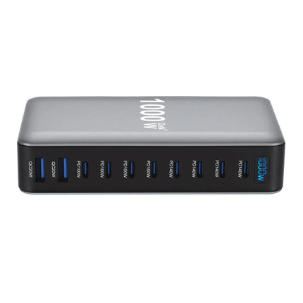 Close-up of USB-C PD and USB-A Quick Charge ports on 1000W GaN4 charger