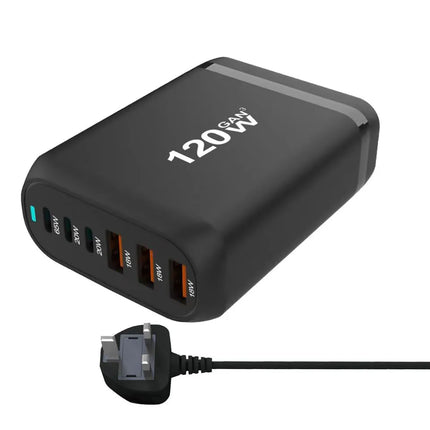 Black 120W GaN charging station with desktop stand base