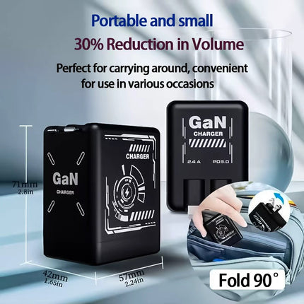 Universal GaN 120W Charger Plug with Dual Retractable Cable