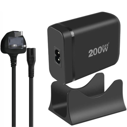 200W GaN charging station with UK plug cable and stand base