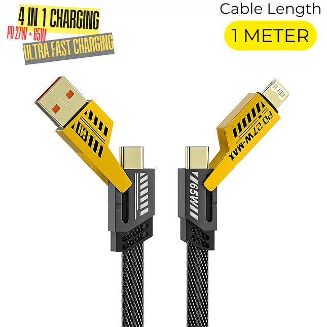 4-in-1 Multi Charging Cable | Nylon-Braided Cable | 1 Meter