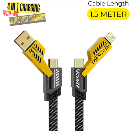 4-in-1 Multi Charging Cable | Nylon-Braided Cable | 1.5 Meter