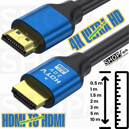 HDMI to HDMI 2.0 Cable 4K@60Hz 18Gbps Gold‑Plated | 0.5m - 10m