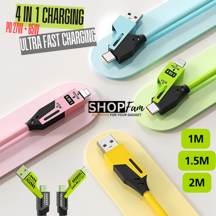 4-in-1 Multi Charging Cable | Silicon Cable | 1.5 Meter