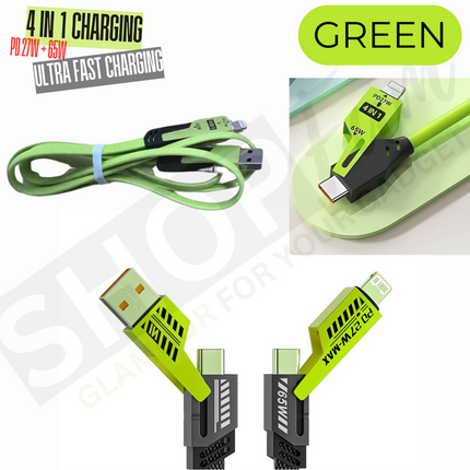 4-in-1 Multi Charging Cable | Silicon Cable | 1.5 Meter