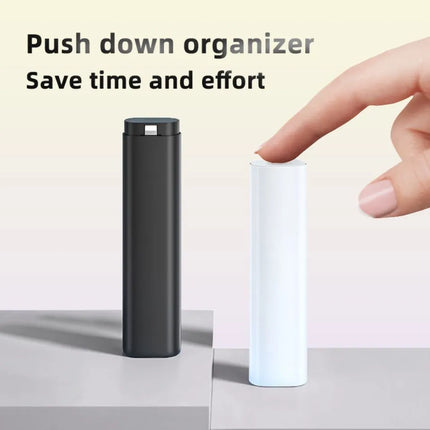 Push down organizer design for the 6-in-1 travel charger kit