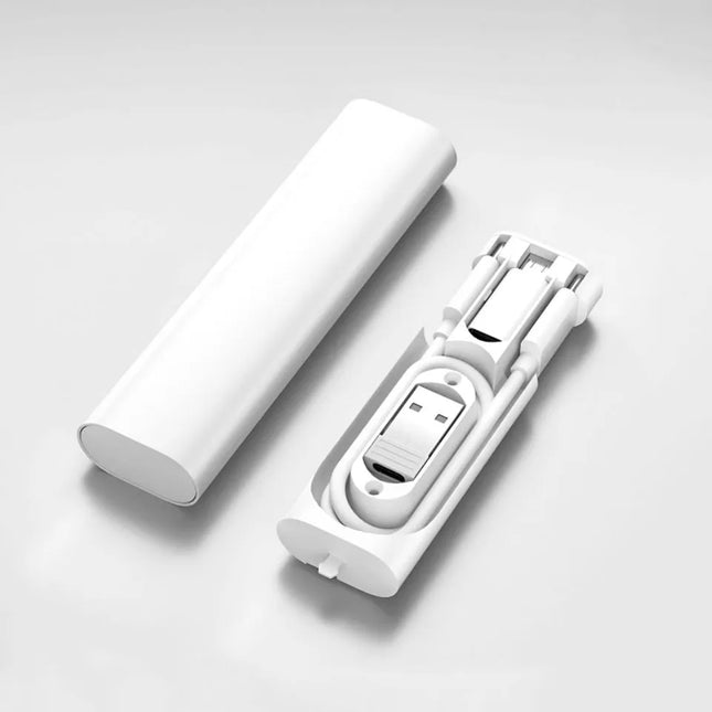 White 6-in-1 multi adapter travel charger kit open in storage case