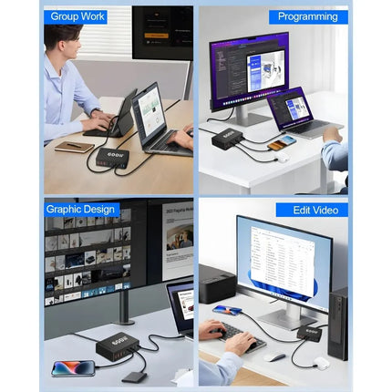 600W USB charging station for desk work programming design and video editing setups