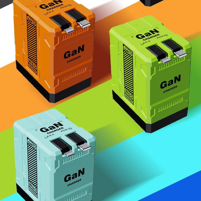 Universal GaN 120W Charger Plug with Dual Retractable Cable