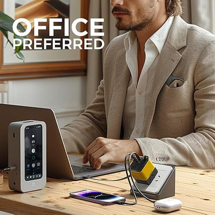 Universal 3-in-1 GaN Charger Plug 80W with Type-C Retractable Cable