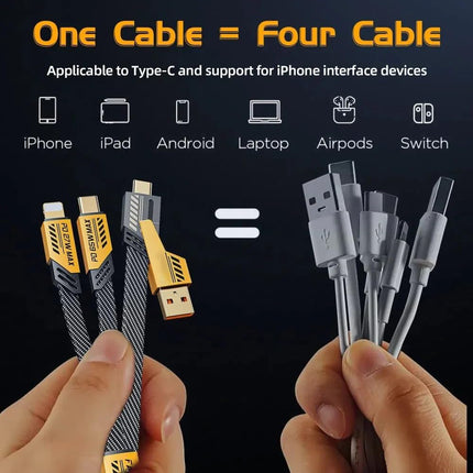 4-in-1 Multi Charging Cable | Silicon Cable | 1.5 Meter