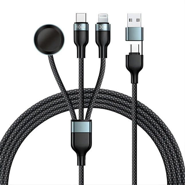 6-in-1 PD 100W multi charging cable with USB-A and USB-C input