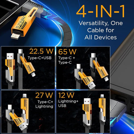 4-in-1 Multi Charging Cable | Nylon-Braided Cable | 1.5 Meter