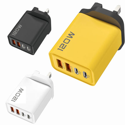 4‑Port USB Wall Charger (2× USB‑C PD + 2× USB‑A) | Fast Charging up to 120W