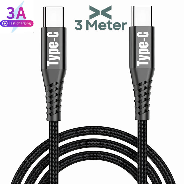 USB-C to USB-C Cable | PD 60W Fast Charging & Data Sync | 3 Meter