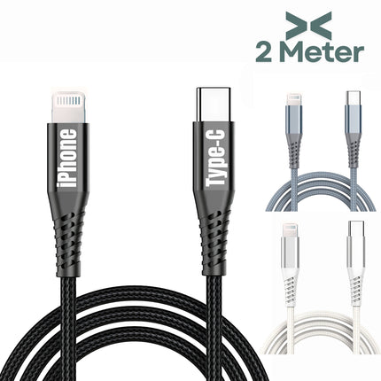 USB-C to Lightning Cable | 20W Fast Charging | 2 Meter