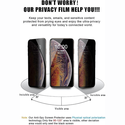 Privacy Tempered Glass Screen Protector for iPhone 11 to 17