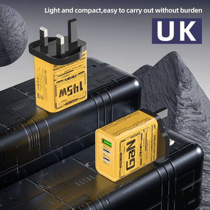 3‑Port USB Wall Charger – UK 3‑Pin (2× USB‑C + 1× USB‑A)