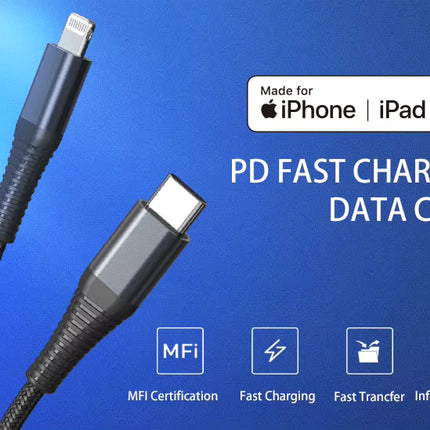 USB-C to Lightning Cable | 20W Fast Charging | 2 Meter