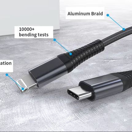 USB-C to Lightning Cable | 20W Fast Charging | 2 Meter