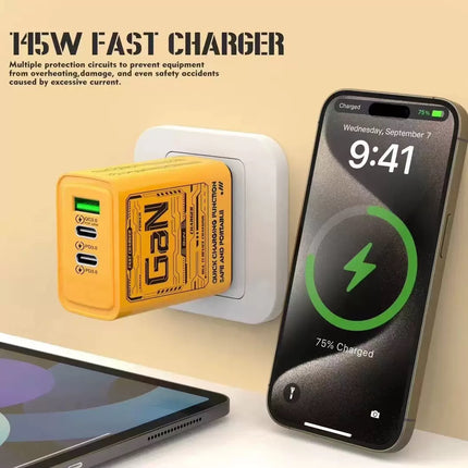 3‑Port USB Wall Charger – UK 3‑Pin (2× USB‑C + 1× USB‑A)