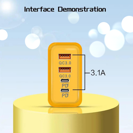 4‑Port USB Wall Charger (2× USB‑C PD + 2× USB‑A) | Fast Charging up to 120W