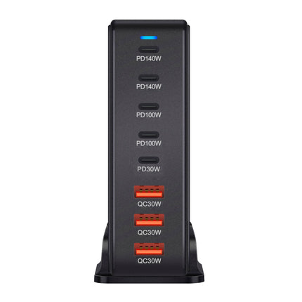600W GaN 8-Port Charging Station (5 Type-C + 3 USB-A) - Black