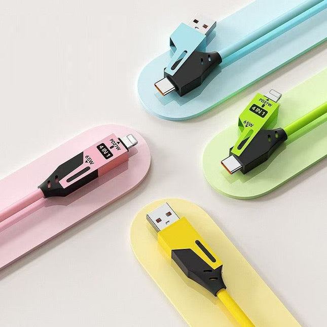 4-in-1 Multi Charging Cable | Silicon Cable | 1 Meter