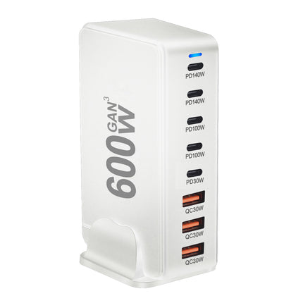 600W GaN 8-Port Charging Station (5 Type-C + 3 USB-A) - White