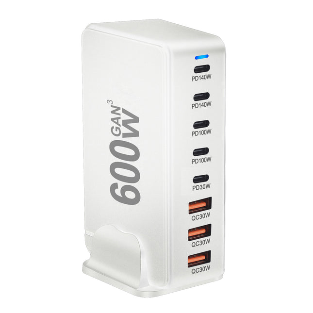 600W GaN 8-Port Charging Station (5 Type-C + 3 USB-A) - White