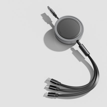 3-in-1 66W Retractable Charging Cable - Flat Design