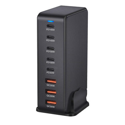 600W GaN 8-Port Charging Station (5 Type-C + 3 USB-A) - Black