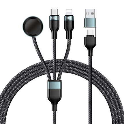 6 in 1 PD 100W Charging Cable | USB/Type-C to Apple Watch, Type-C & iPhone