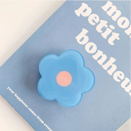 Blue flower phone grip holder for smartphones