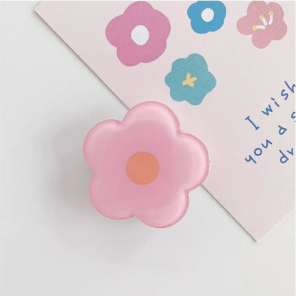 Pink flower phone grip holder for smartphones