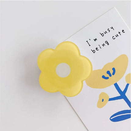 Yellow flower phone grip holder for smartphones