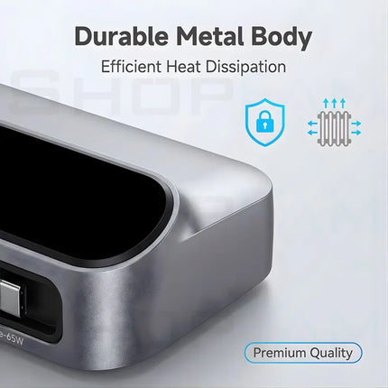 Durable metal body on 470W GaN USB-C charging station for efficient heat dissipation