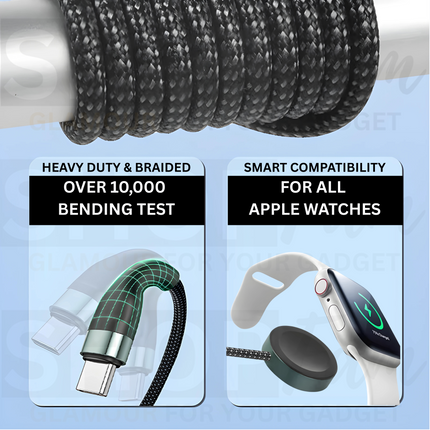 6 in 1 PD 100W Charging Cable | USB/Type-C to Apple Watch, Type-C & iPhone