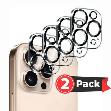 iPhone camera lens protector 2-pack with full coverage and 9H tempered glass