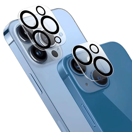 iPhone camera lens protector in black finish with high definition clarity