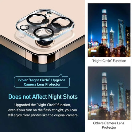 iPhone camera lens protector showing Night Circle flash compatibility