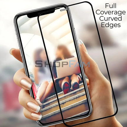 iPhone full cover tempered glass screen protector with black border